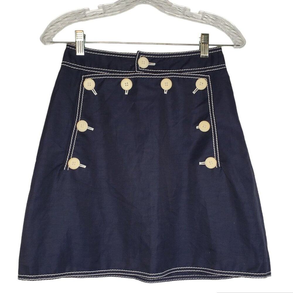 Stella McCartney Navy Skirt Sailor-Style Button Detailing Preppy Nautical Casual